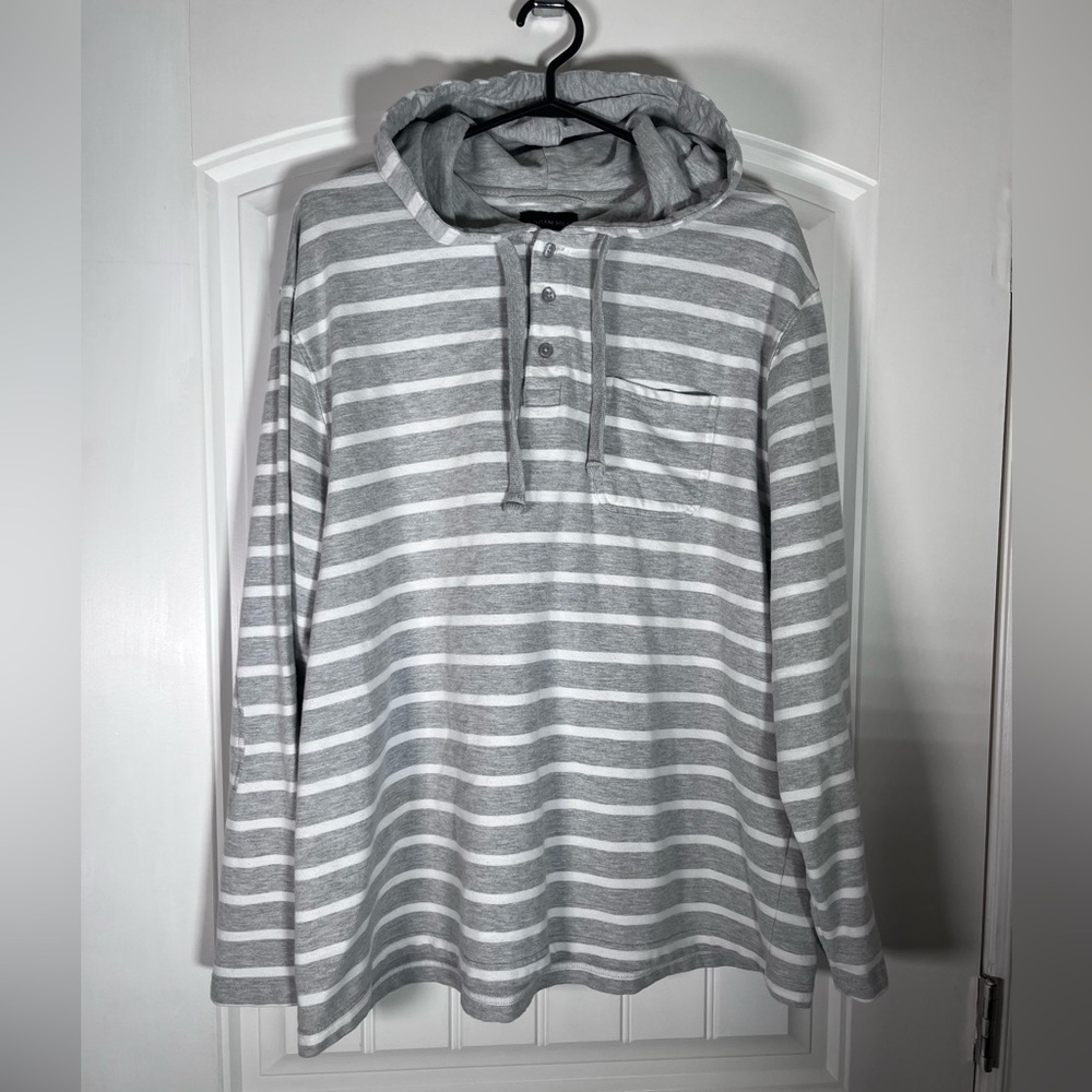 Gray Striped woman’s Henley hoodie